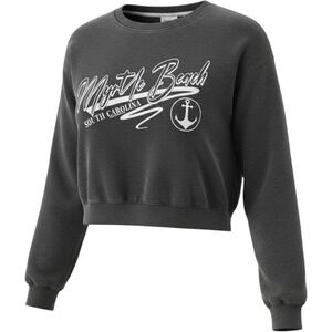 U.S. Vintage Womens L Gray Myrtle Beach Graphic Crewneck Sweatshirt